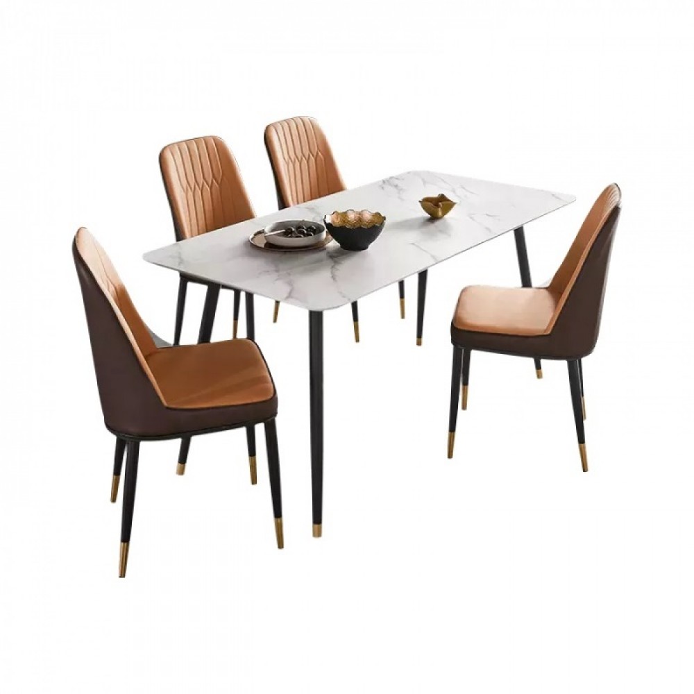 Комплект обеденной мебели стол 1.4м и 4 стула Xiaomi Lin's Wood Light Luxury Table and Four Chairs White&Black